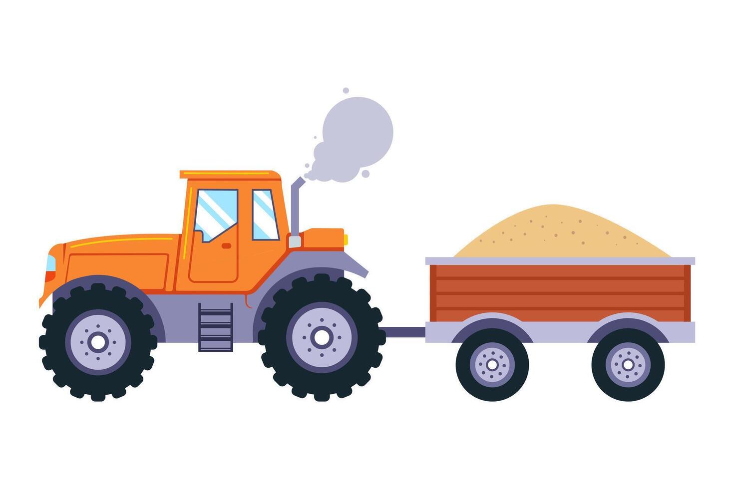 tractor with trailer. transport sand. vector