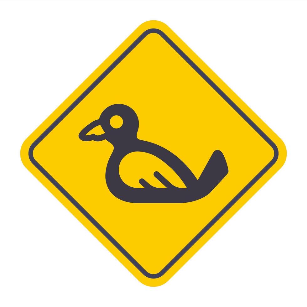 Black duck icon on yellow background. vector