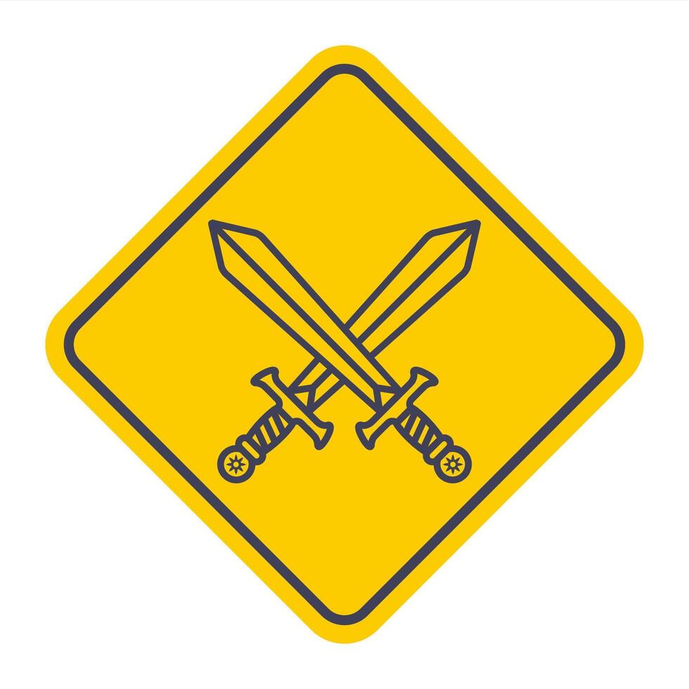 icon crossed swords on yellow background. vector