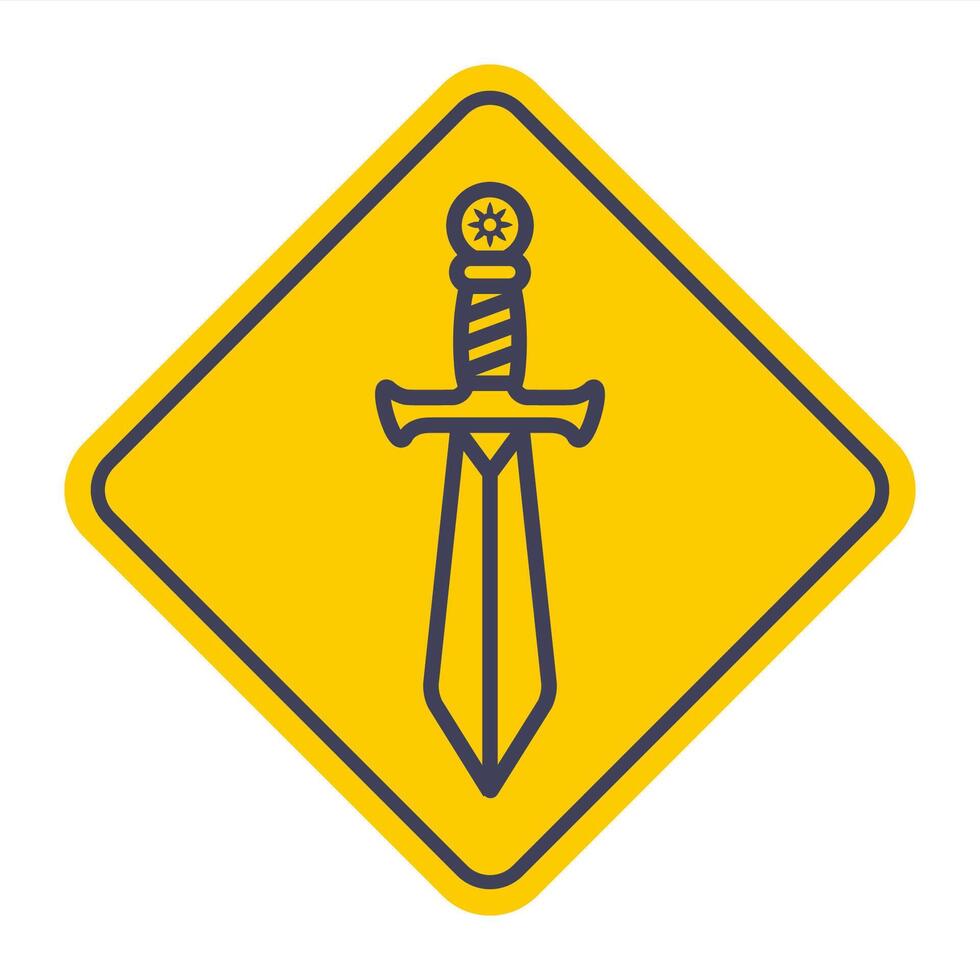 Sword icon on yellow background. vector