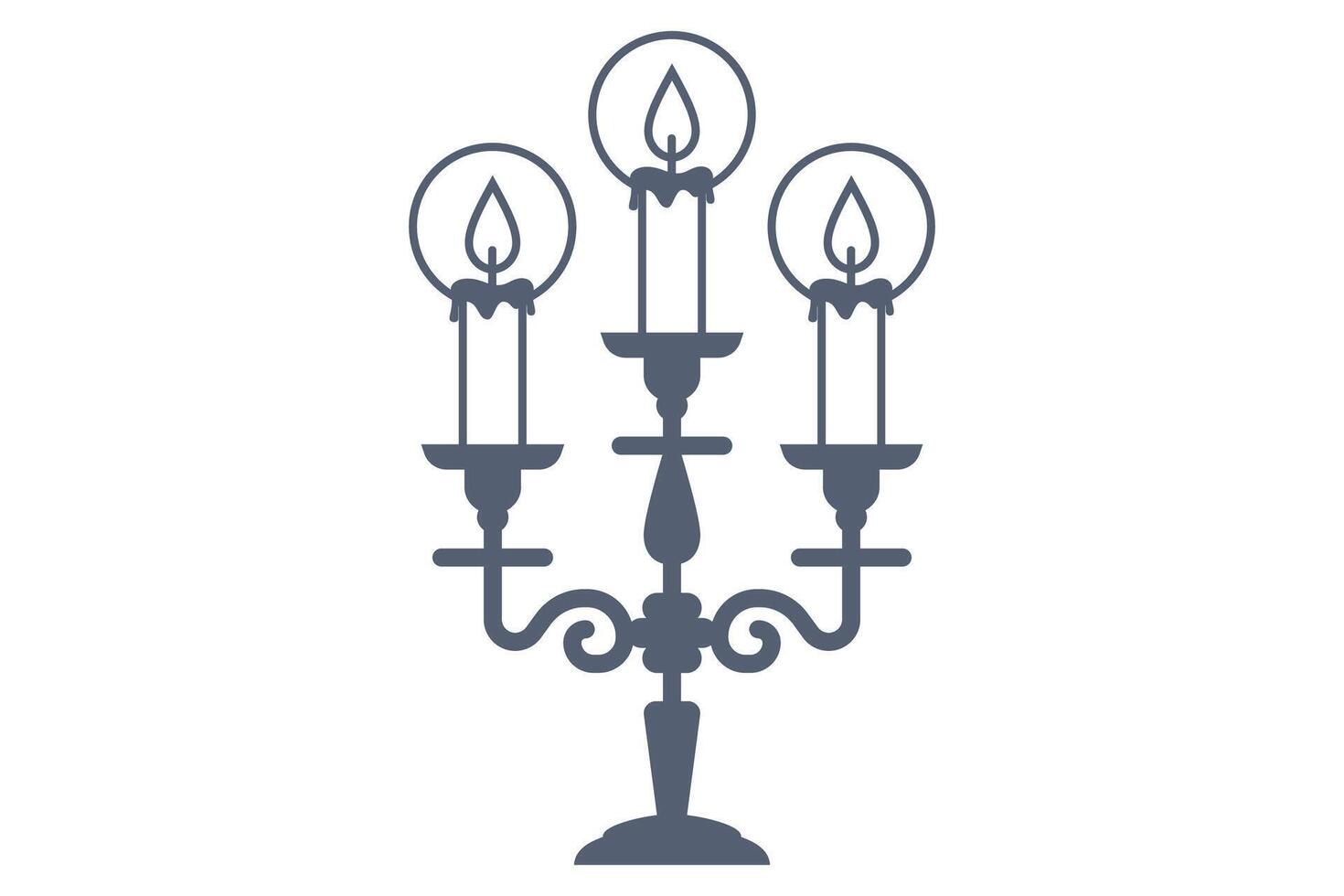 Candlestick black icon with three candles. vector