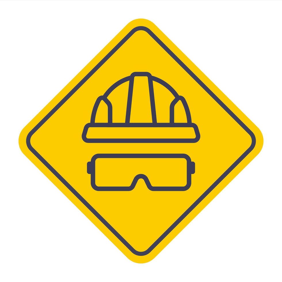 black icon construction helmet with mask. vector