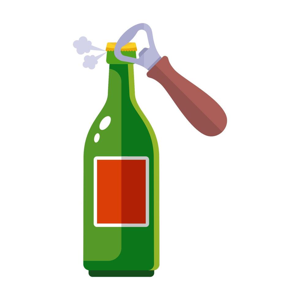 open beer with a bottle opener. vector