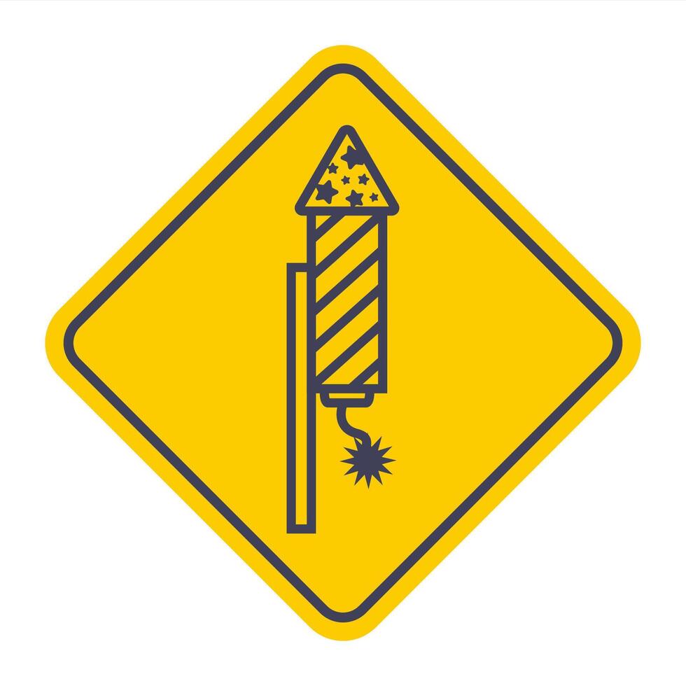 firecracker salute icon on yellow background. vector