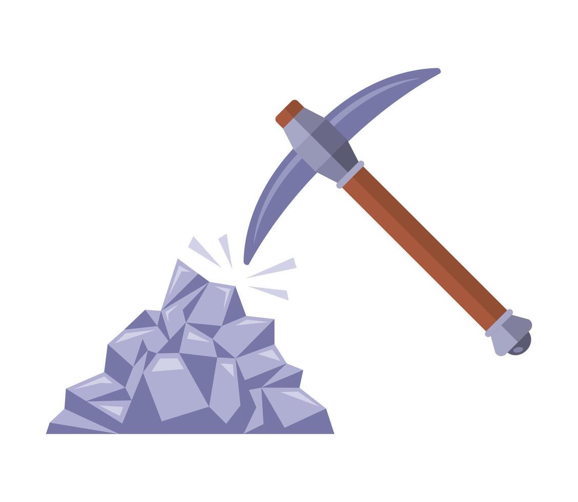 iron pickaxe mining resources. vector