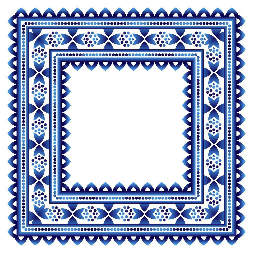 Ceramic tile border pattern. Islamic, indian, arabic motifs. Damask border seamless pattern. Porcelain ethnic background. vector