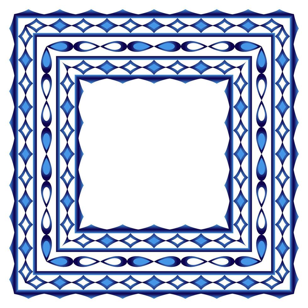Ceramic tile border pattern. Islamic, indian, arabic motifs. Porcelain ethnic bohemian background. vector