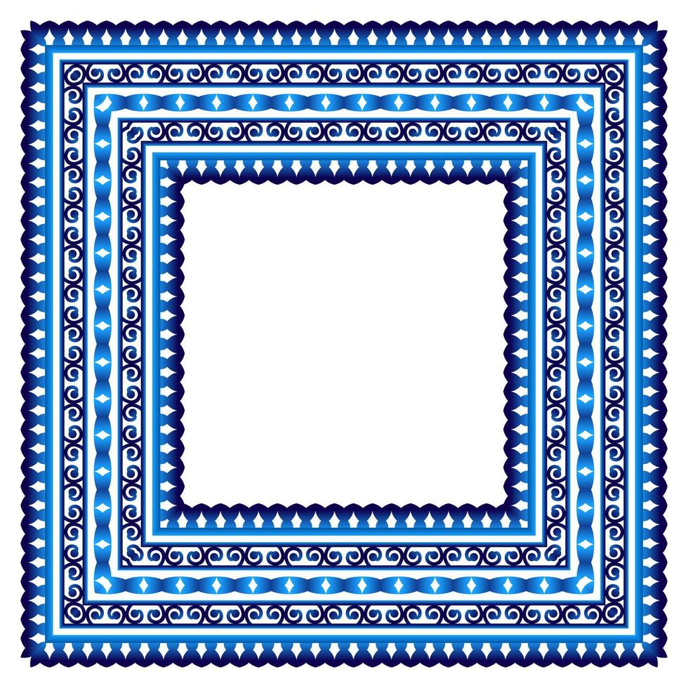 Ceramic tile border pattern. Islamic, indian, arabic motifs. Damask border seamless pattern. Porcelain ethnic bohemian background. vector