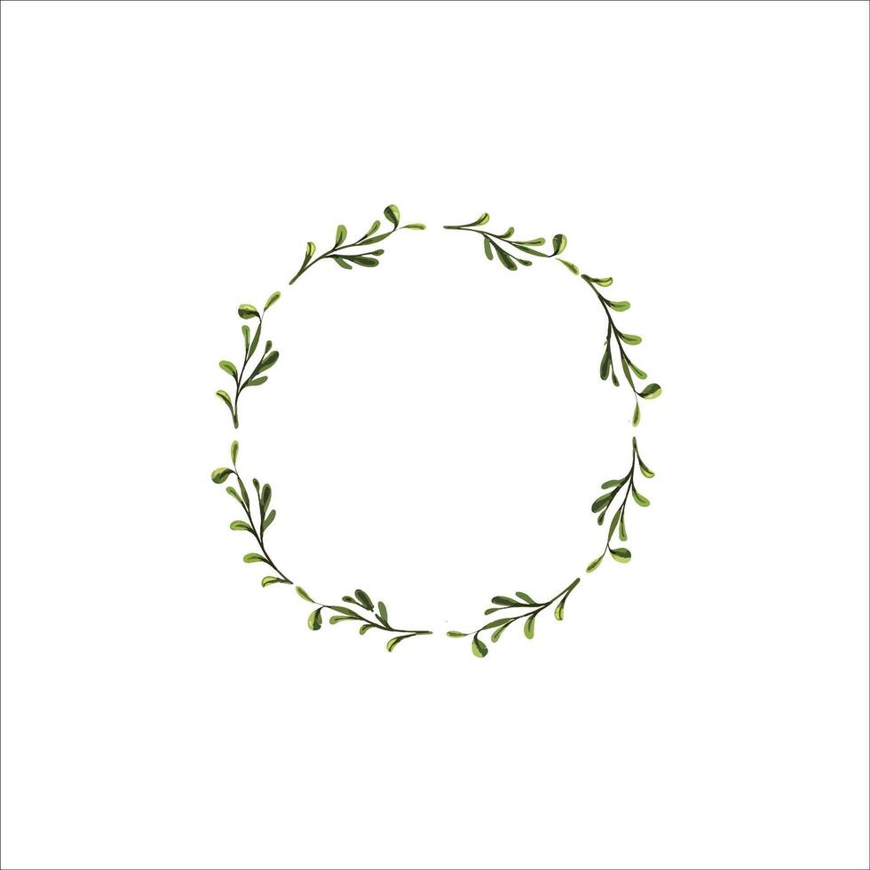 Minimalist Greenery Wreath for Text Framing vector