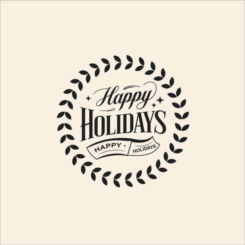 Holiday Cheer with Decorative Elements and Happy Holidays Script vector