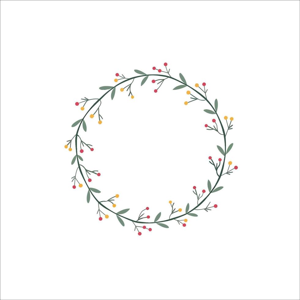Whimsical Circular Wreath for Nature Inspired Projects vector