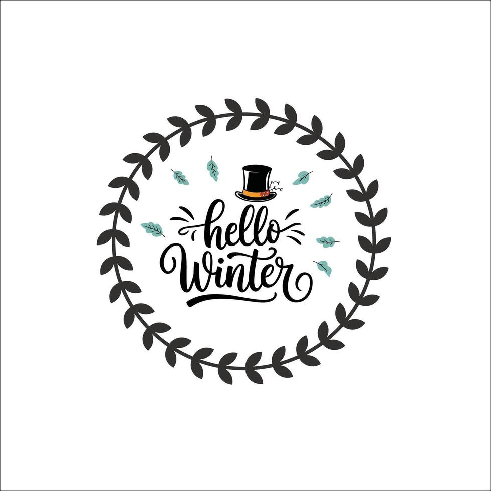 Minimalist Hello Winter Typography with Top Hat vector