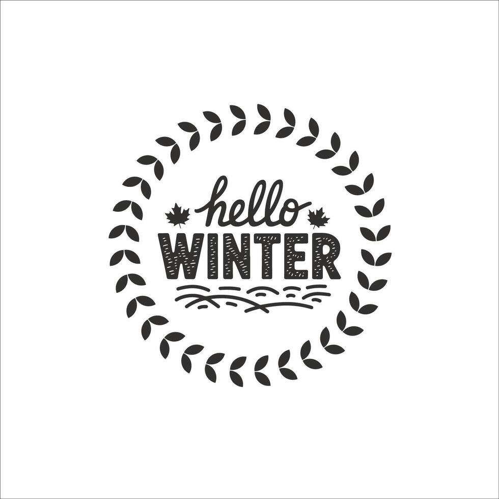 Minimalist Black and White Hello Winter Design vector