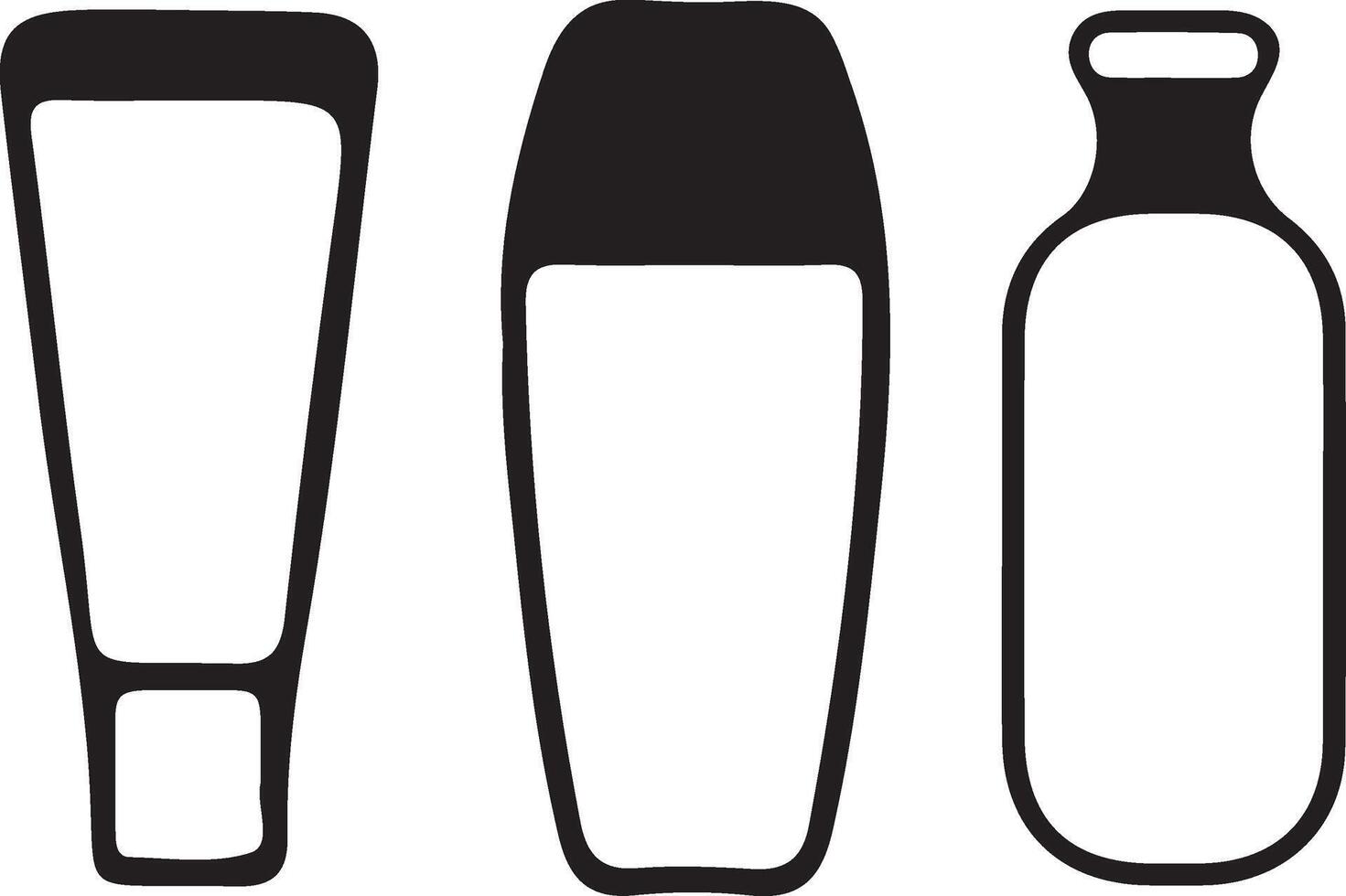 set of simple icons of rectangular jars and tubes for care and decorative cosmetics vector