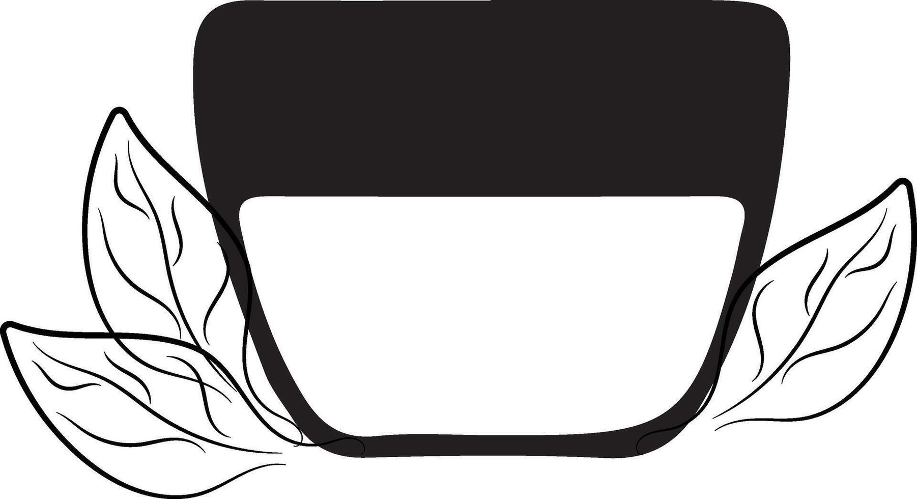 simple black and white icon of a triangular cosmetic jar for cream with molding on two sides, indicating the naturalness of the product vector