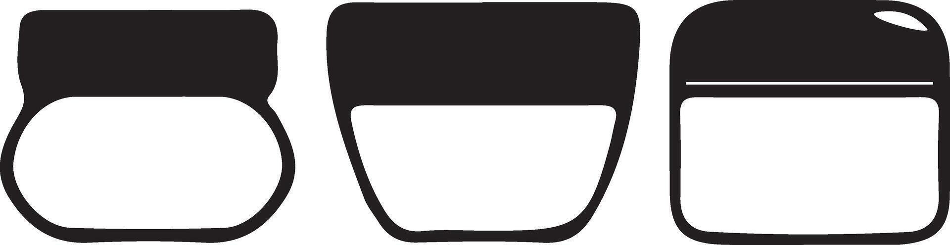 set of simple icons of round cosmetic jars for cream, for various designs or posters vector