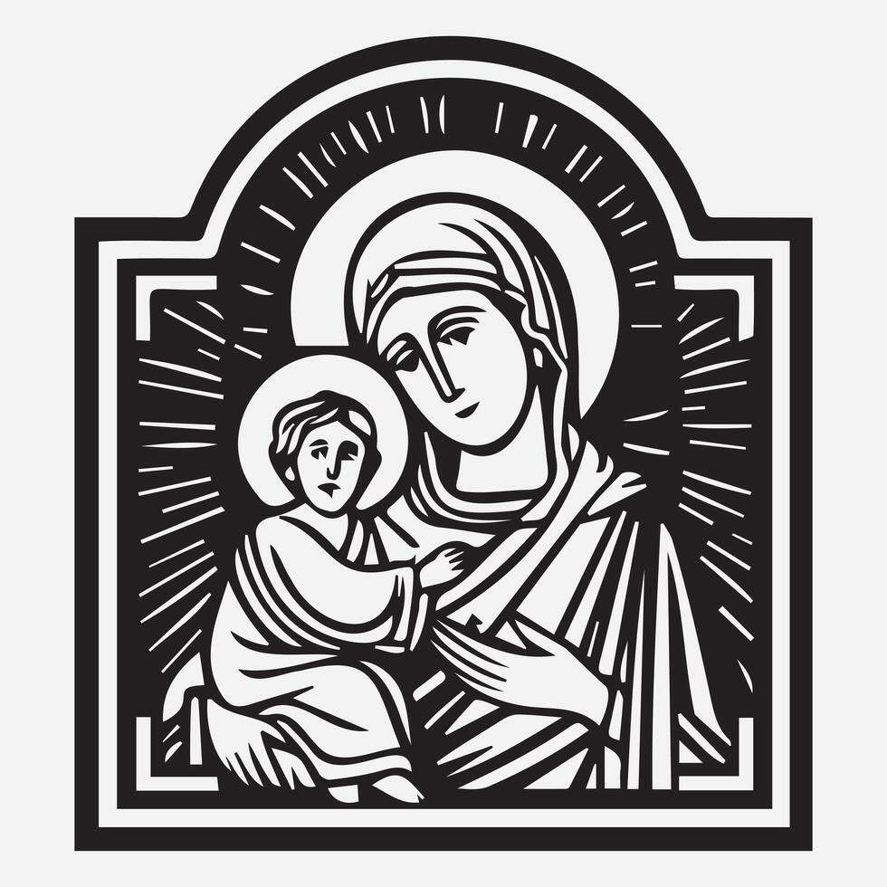 Mary Mother of Jesus Blessed, Love and Devotion template vector
