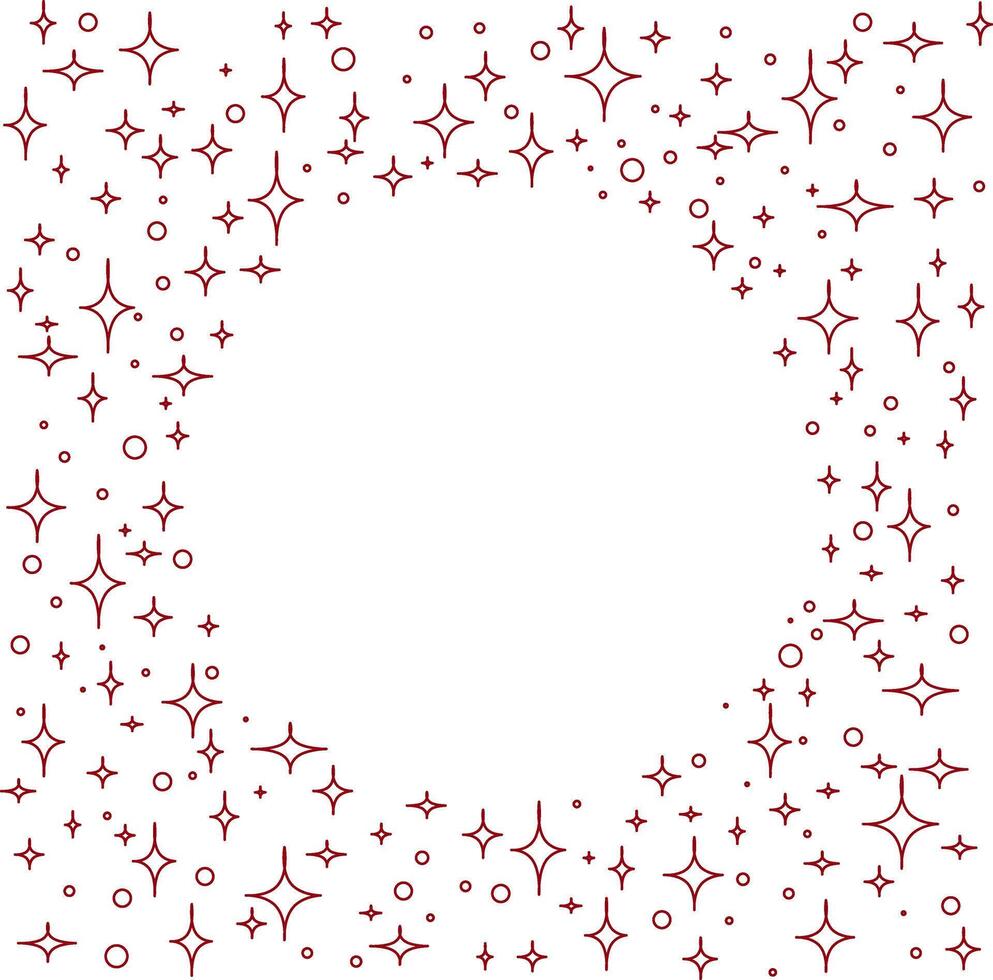 Round circle frame with shiny sparcles and stars. Template with space for text. graphic illustration isolated on transparent background vector