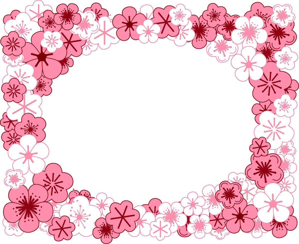 Graphic cherry blossom sakura oval frame in rectangle design vector