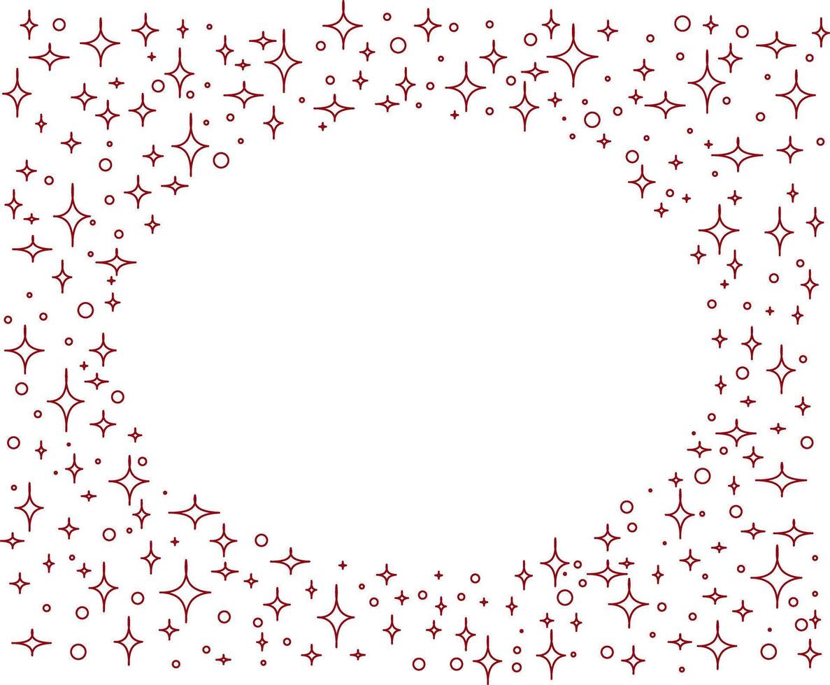 Oval frame with red stars illustration. Stars round frames, circle holiday wreath. new year, birthday or wedding decor.Oval frame with red stars on white transparent background.Stars round fram vector