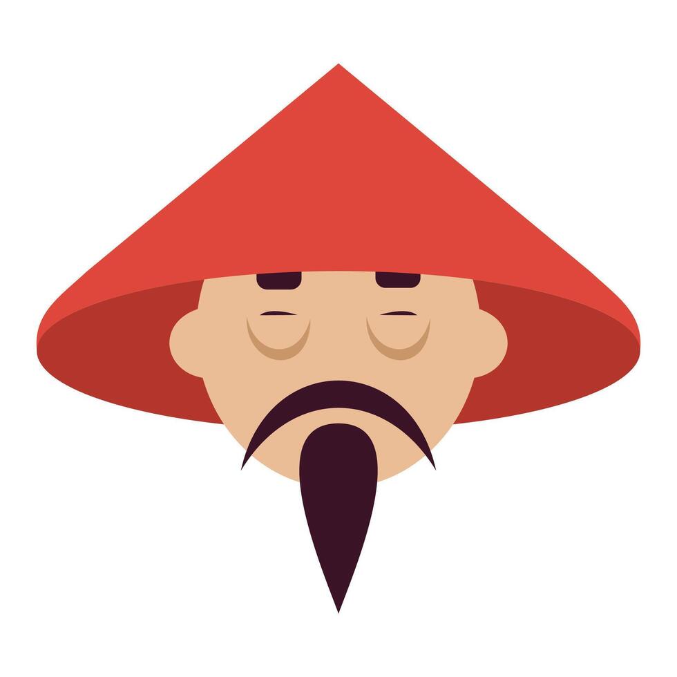icon of chinese man wearing hat isolated vector