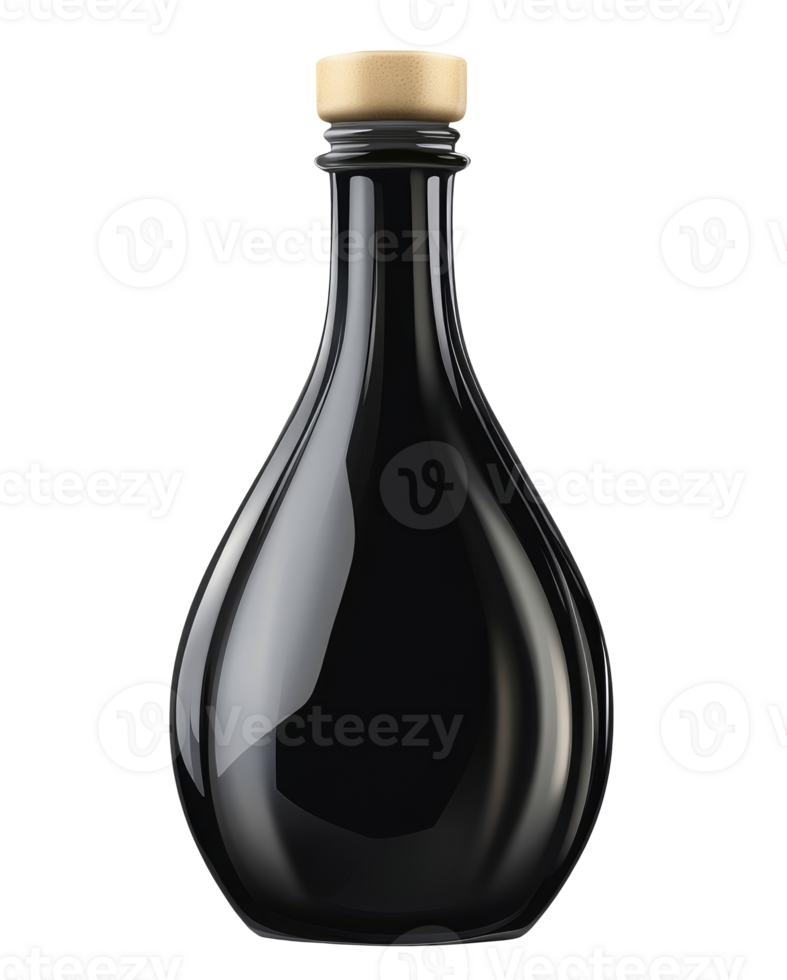 Black bottle for wine or oil isolated on transparent background png