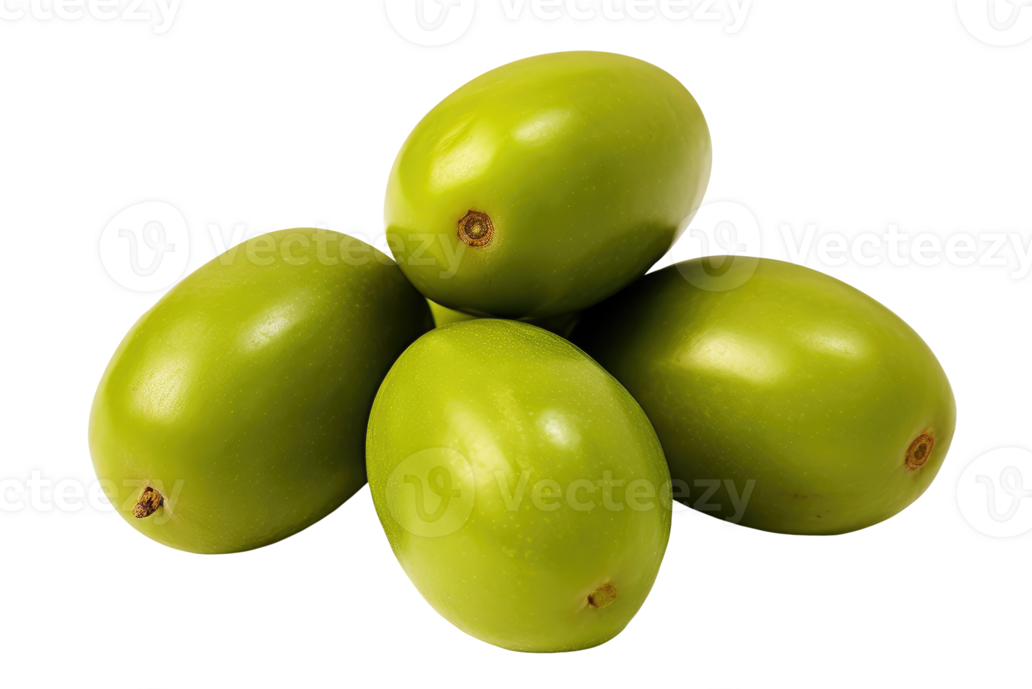 Group of green olives isolated on transparent background png