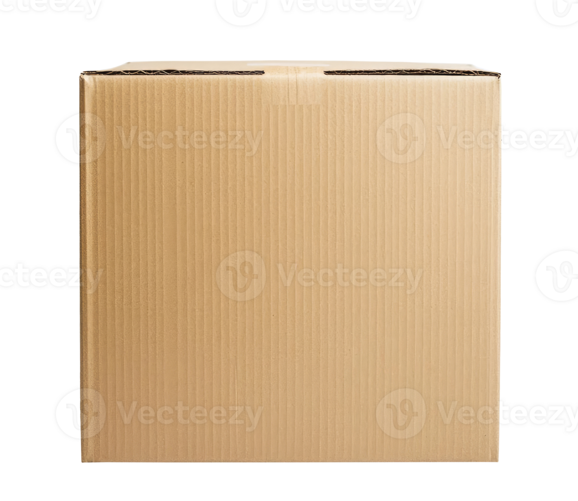Closed cardboard box isolated on transparent background, front view png