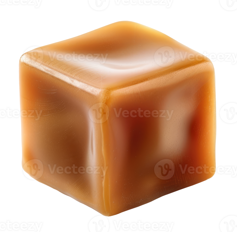 Caramel cube isolated on transparent background png