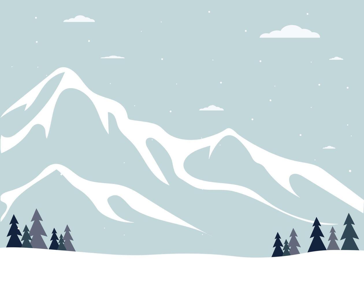 winter landscape with mountains. snow in mountains. vector