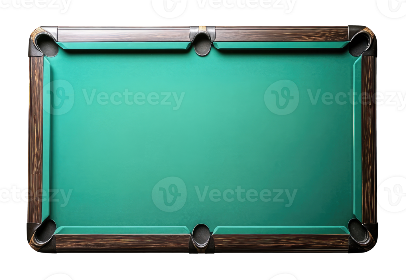 Empty billiard table isolated on transparent background, top view png