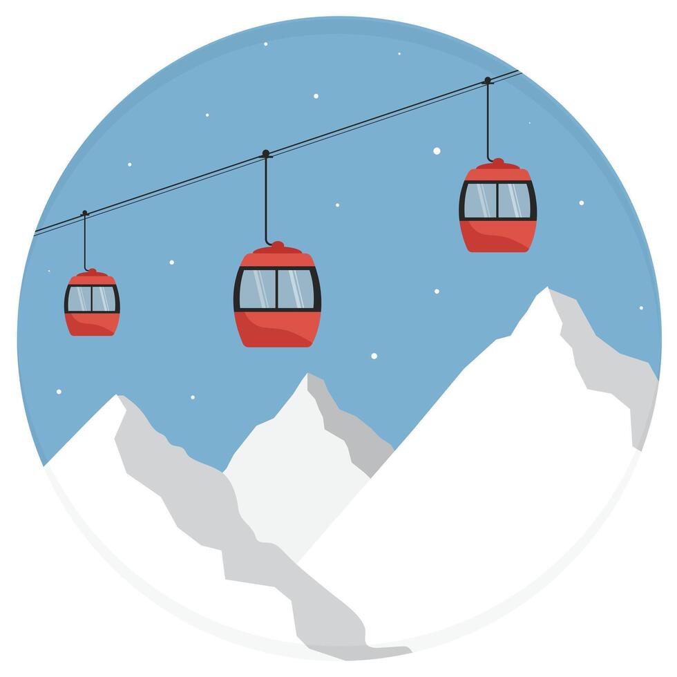 ski lift in the mountains vector