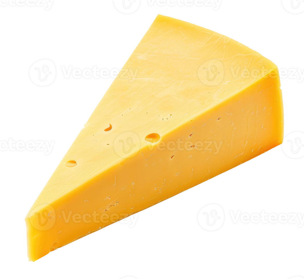 Triangle piece of cheese isolated on transparent background, top view png