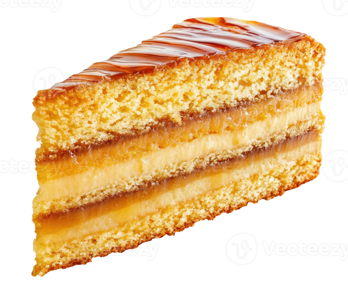 Piece of honey cake isolated on transparent background png