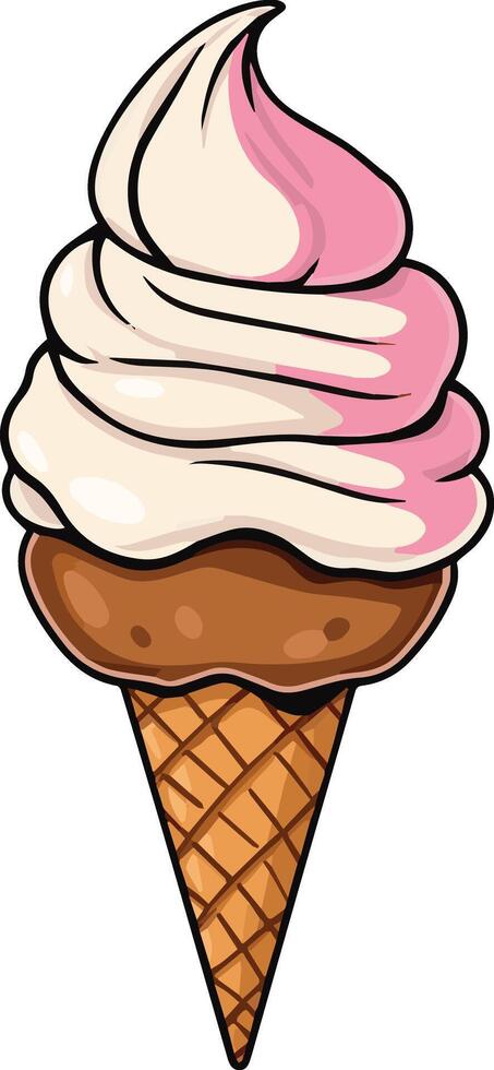 Whimsical illustration of a delicious ice cream cone. vector