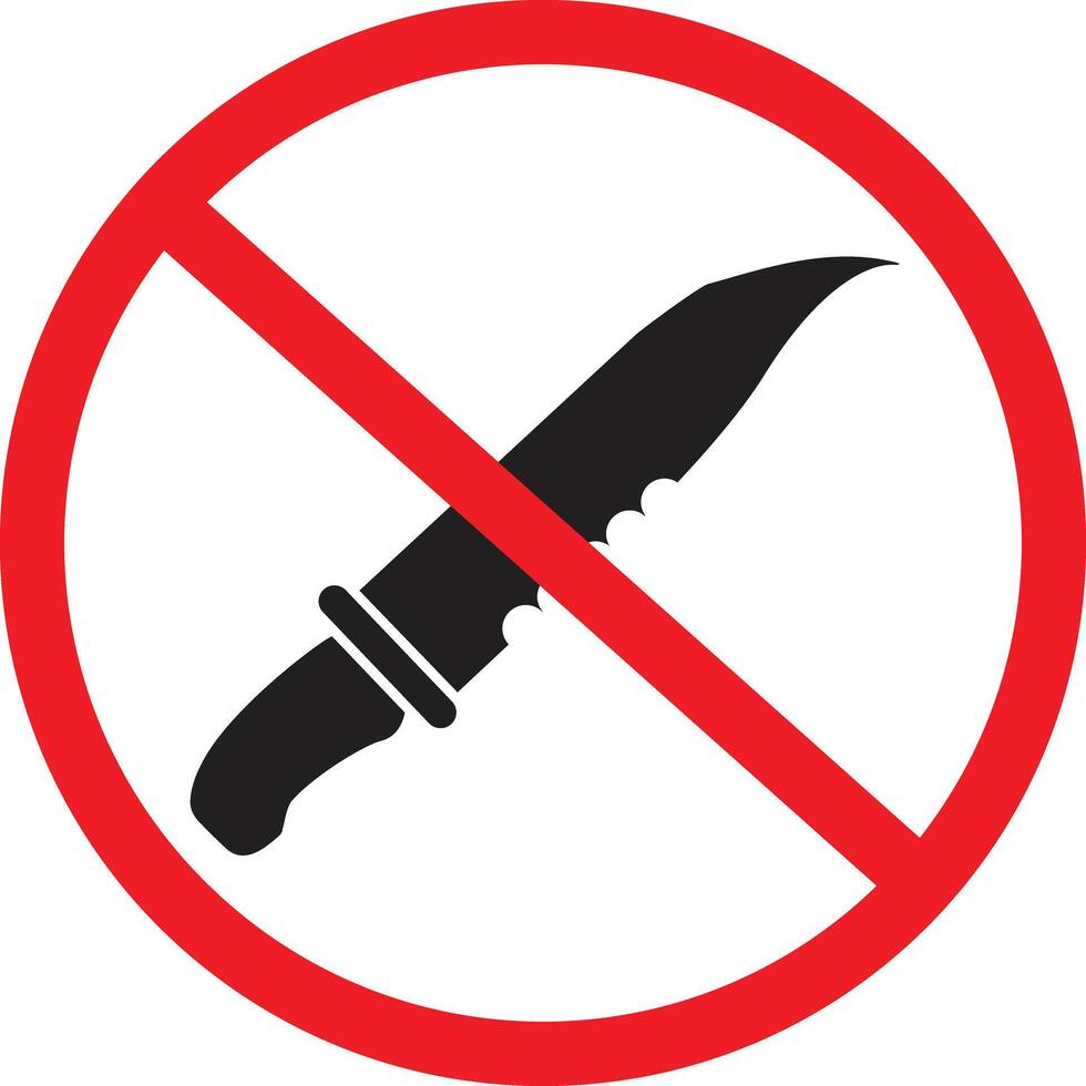 Forbidden knife Prohibited Warning. Knife prohibited icon. Knives not allowed sign. no knife no weapon symbol. flat style. vector