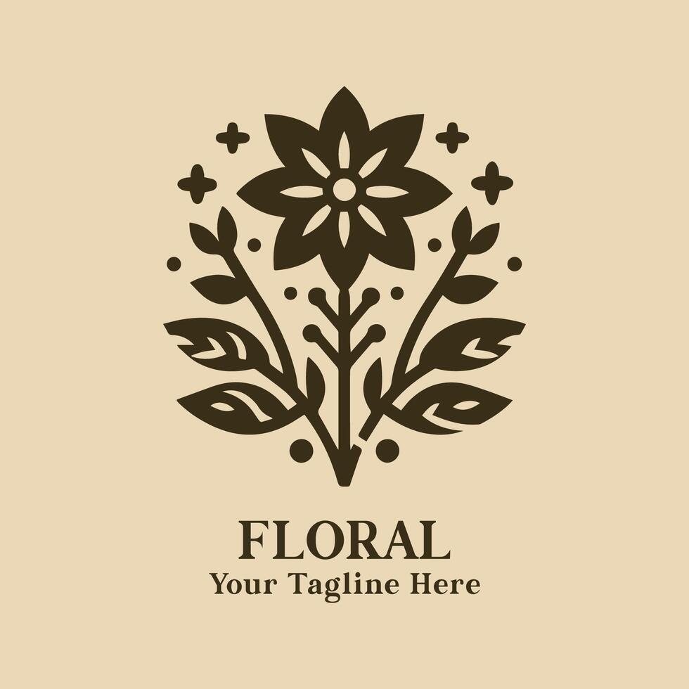 Floral Simple Logo Design With Cream Background vector