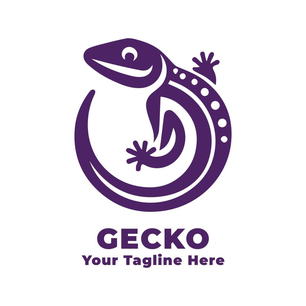 Gecko Simple Logo Illustration With Flat Background vector
