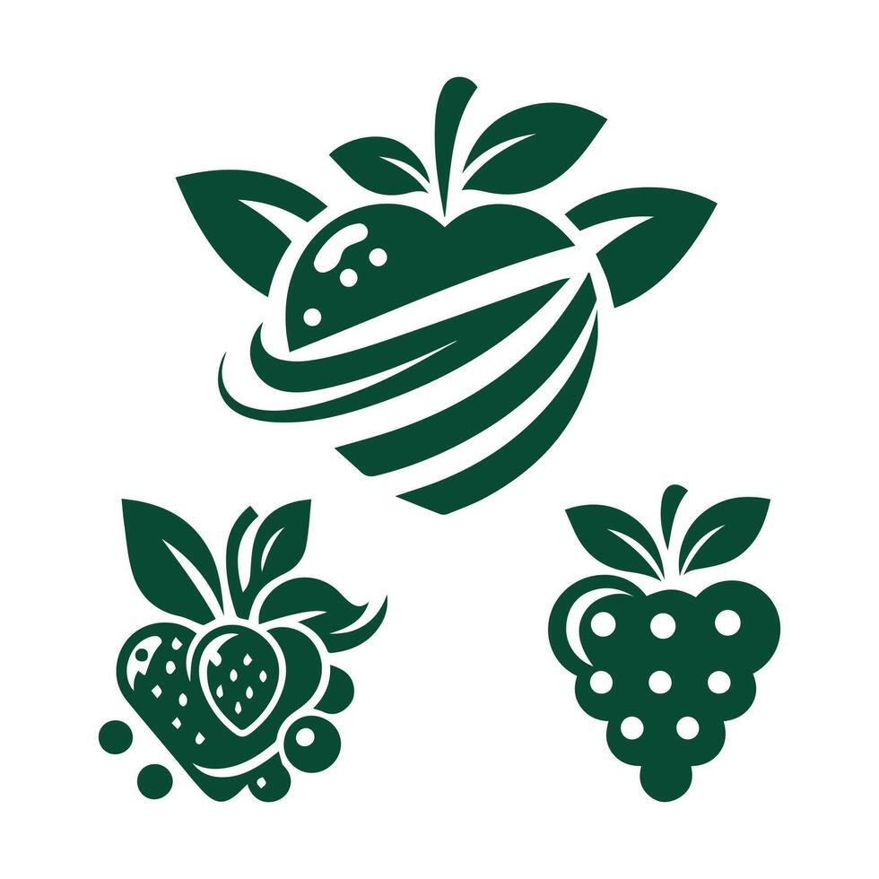 Fruits Set Collection Design Illustration Silhouette vector