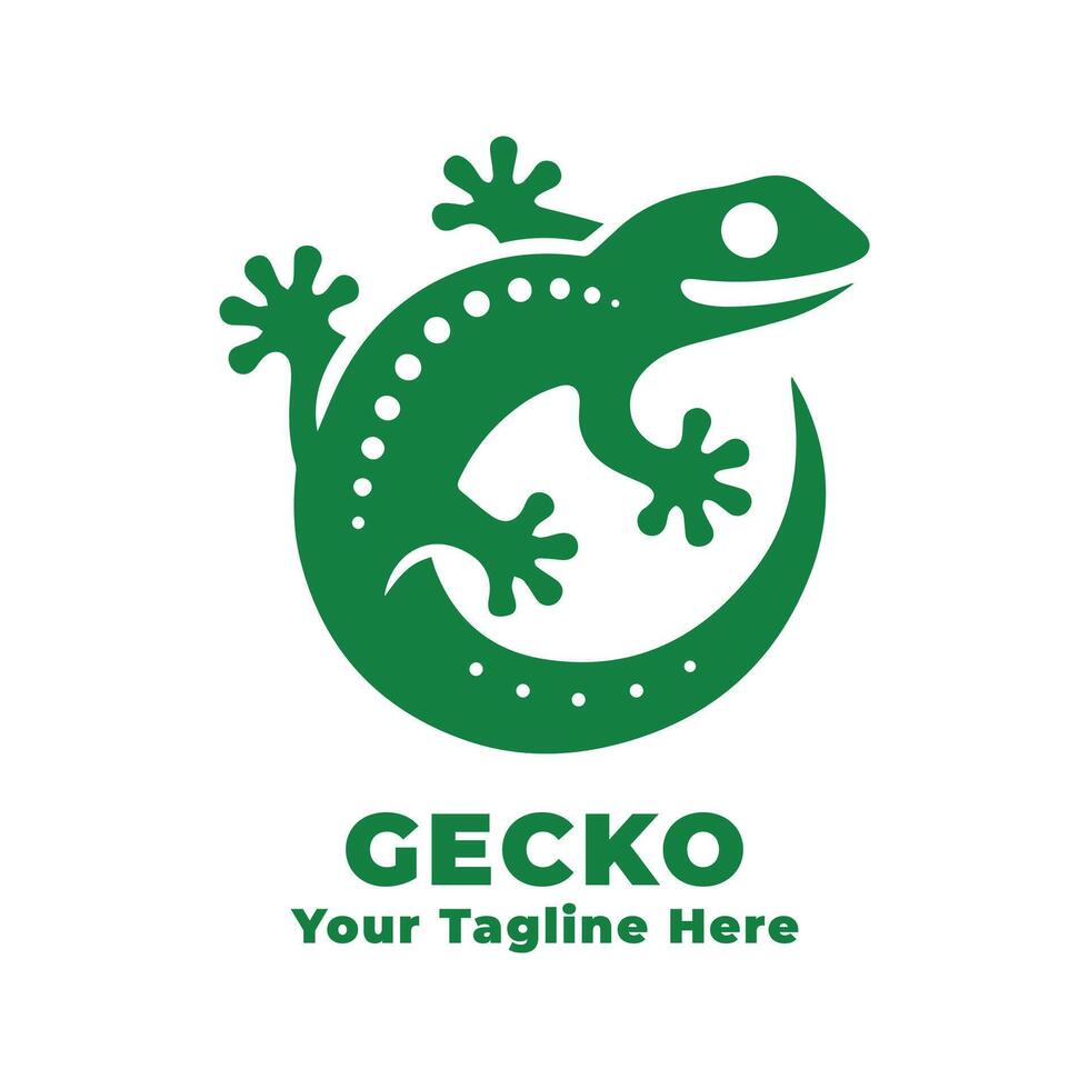 Gecko Logo Simple Design With Green Concept vector