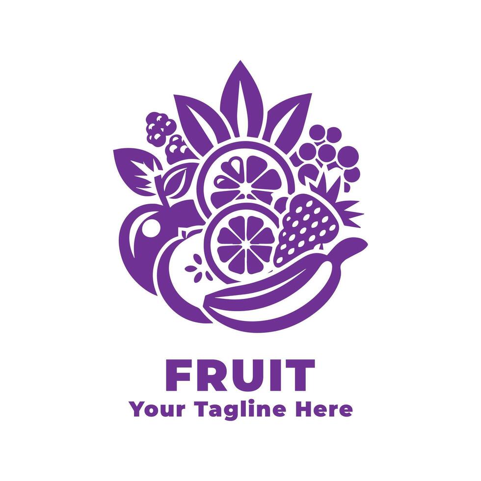 Simple Logo Fruit Design With Purple Concept vector