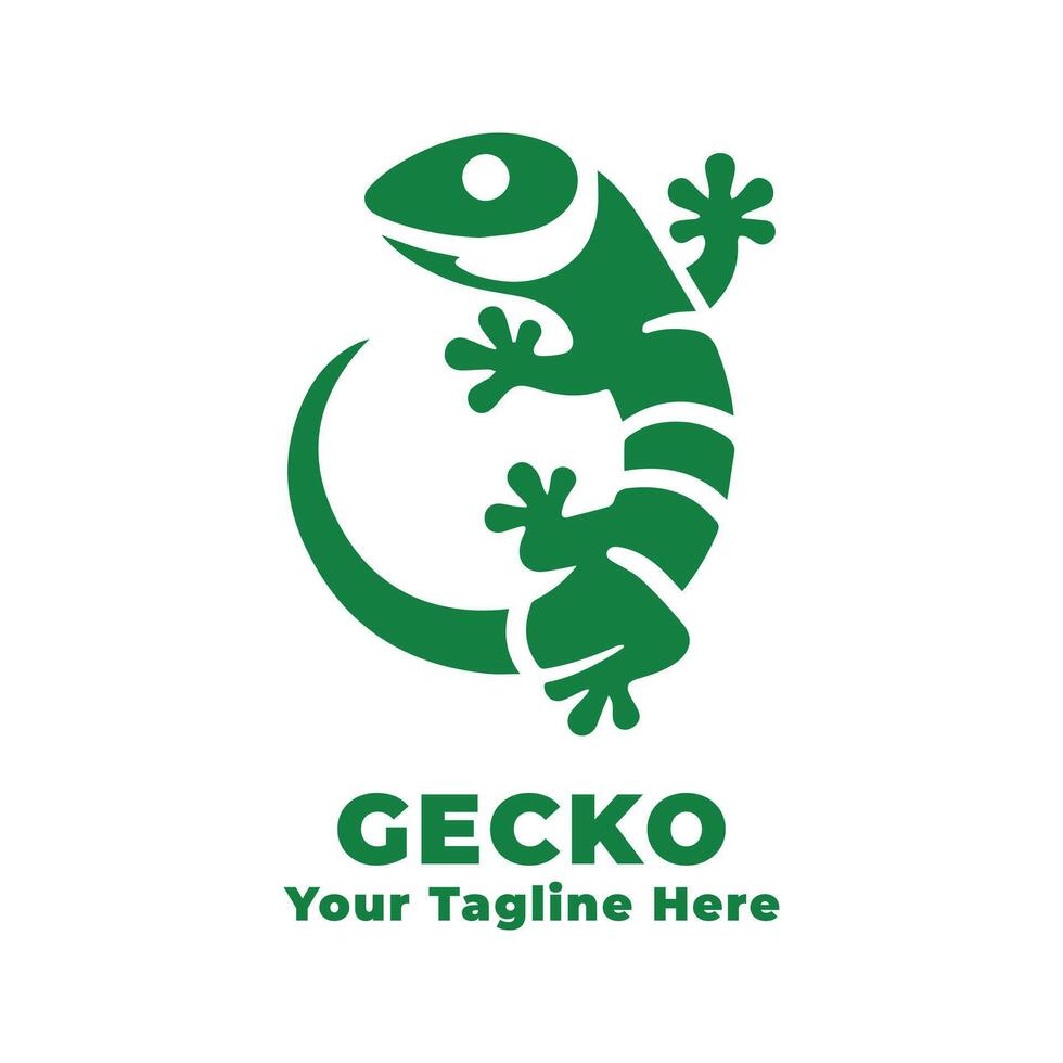 Simple Gecko Logo Illustration With Flat Background vector