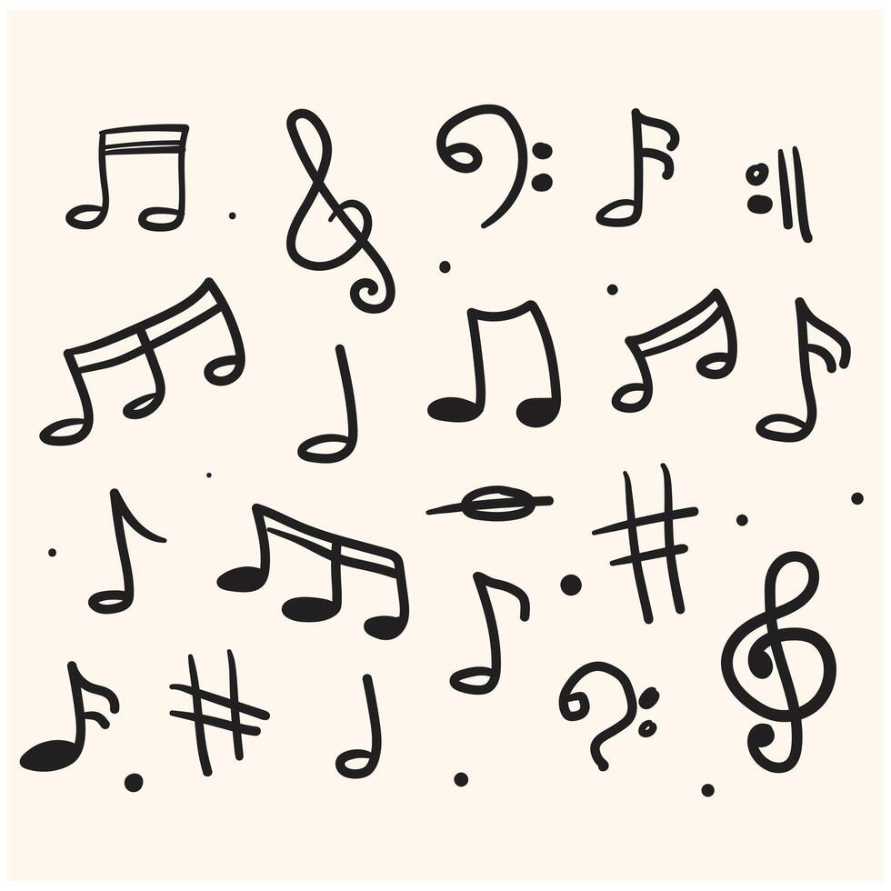 Music note With illustration style doodle and line art vector