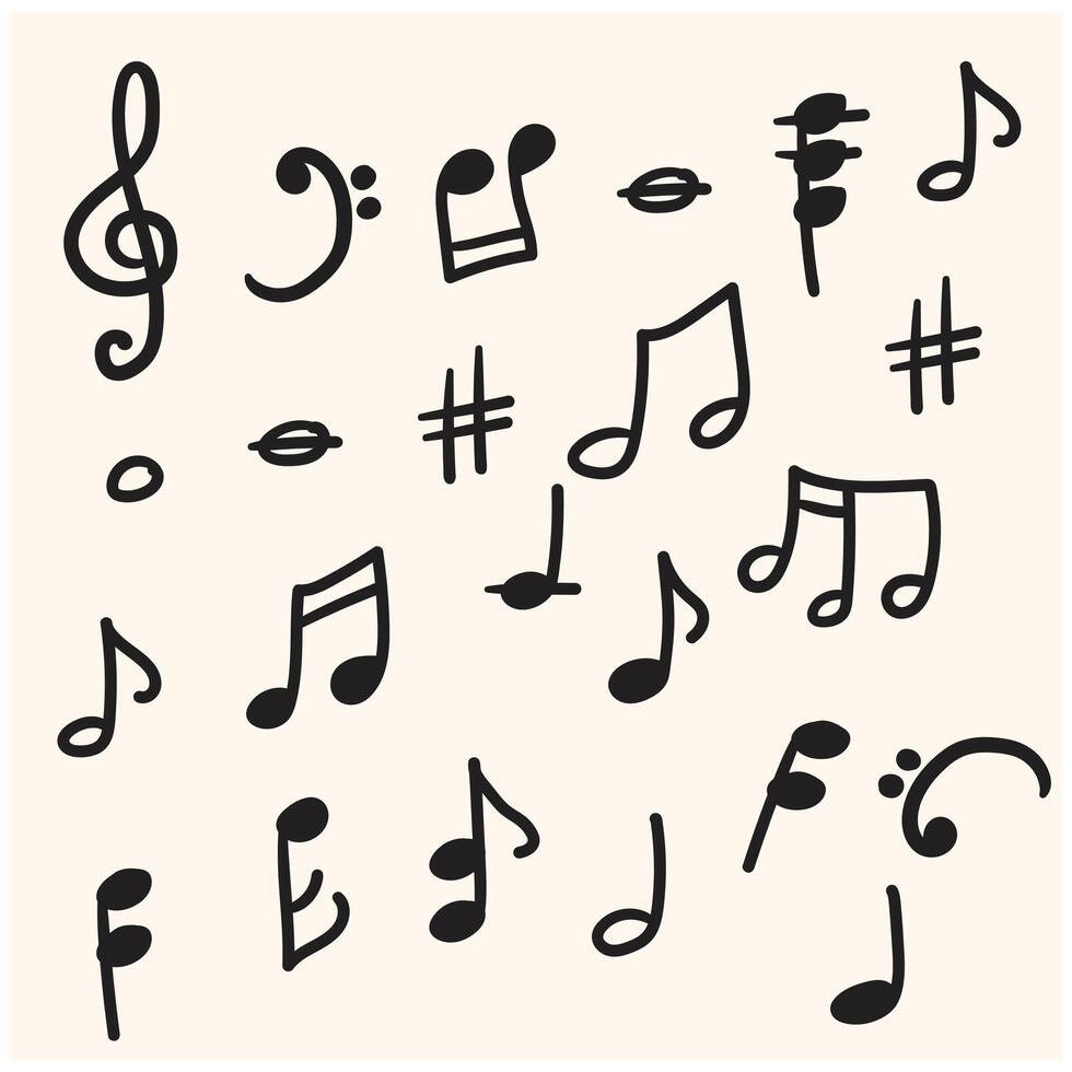 Music note With illustration style doodle and line art vector
