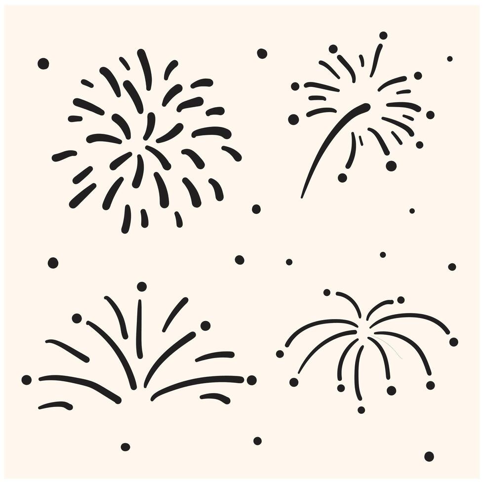 firework new year decoration doodle style vector