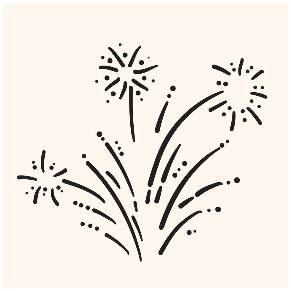 fireworks illustration with style doodle vector