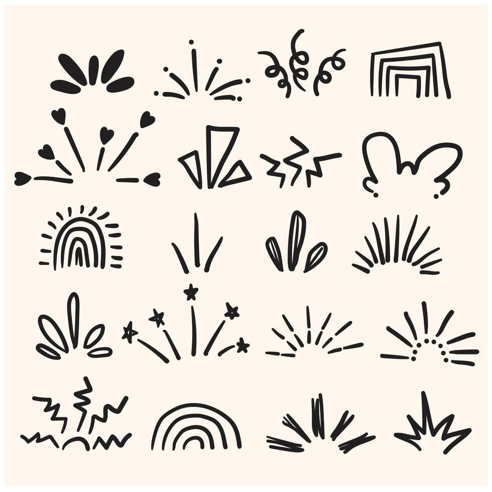 Burning burst With illustration style doodle and line art vector