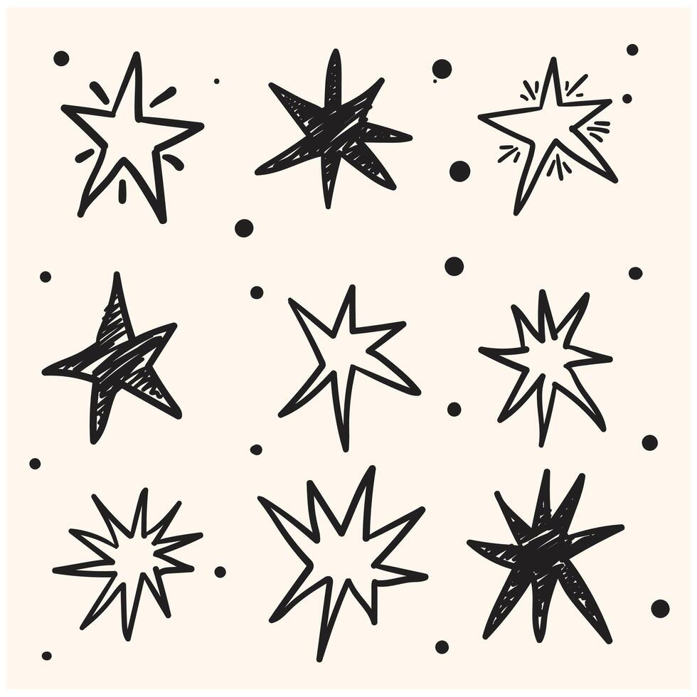 stars doodle hand drawn sparkling vector