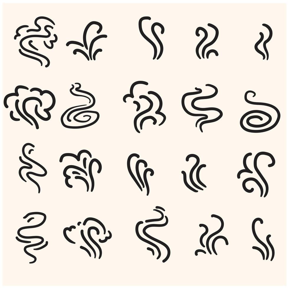 Steam and smoke With illustration style doodle and line art vector
