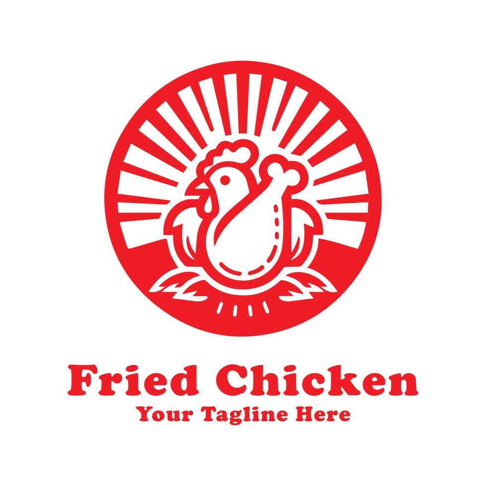 Simple Logo Fried Chicken Design With Flat Background vector